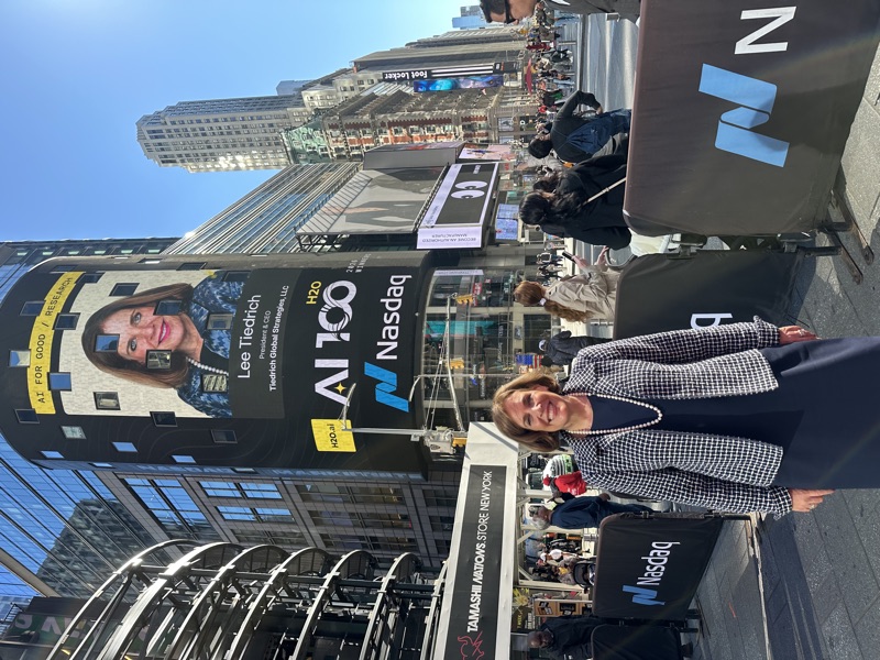 Lee Tiedrich featured on the NASDAQ Tower in Times Square